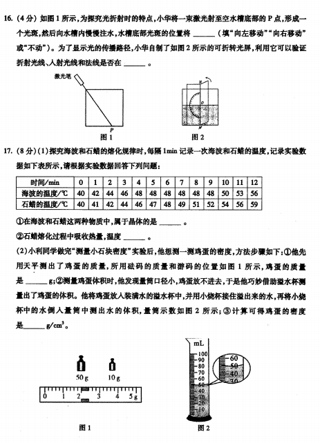 2020年内蒙古赤峰中考物理真题（已公布）